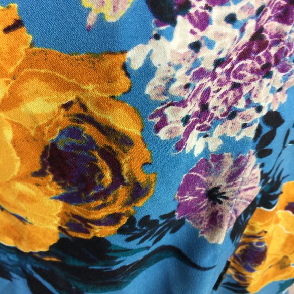 Halogen Shift Dress Size S Womans Blue Button Back Ruffle Hem Floral Print - Picture 12 of 12